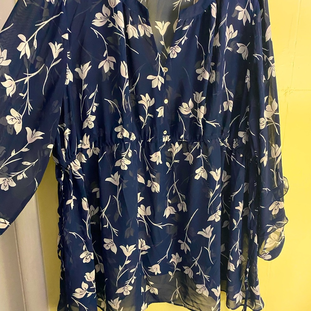 Navy blue plus size maternity blouse